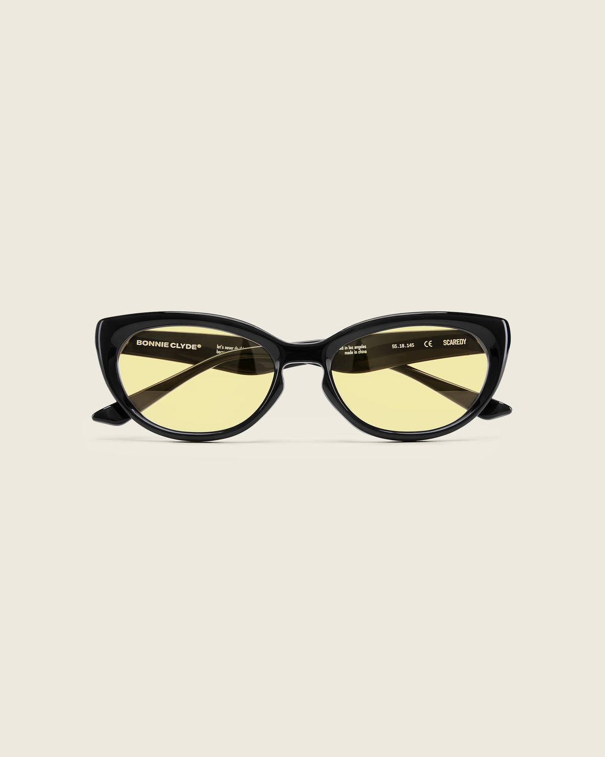 Bonnie Clyde - Show and Tell Sunglasses Black with Yellow Lenses Path main image 2