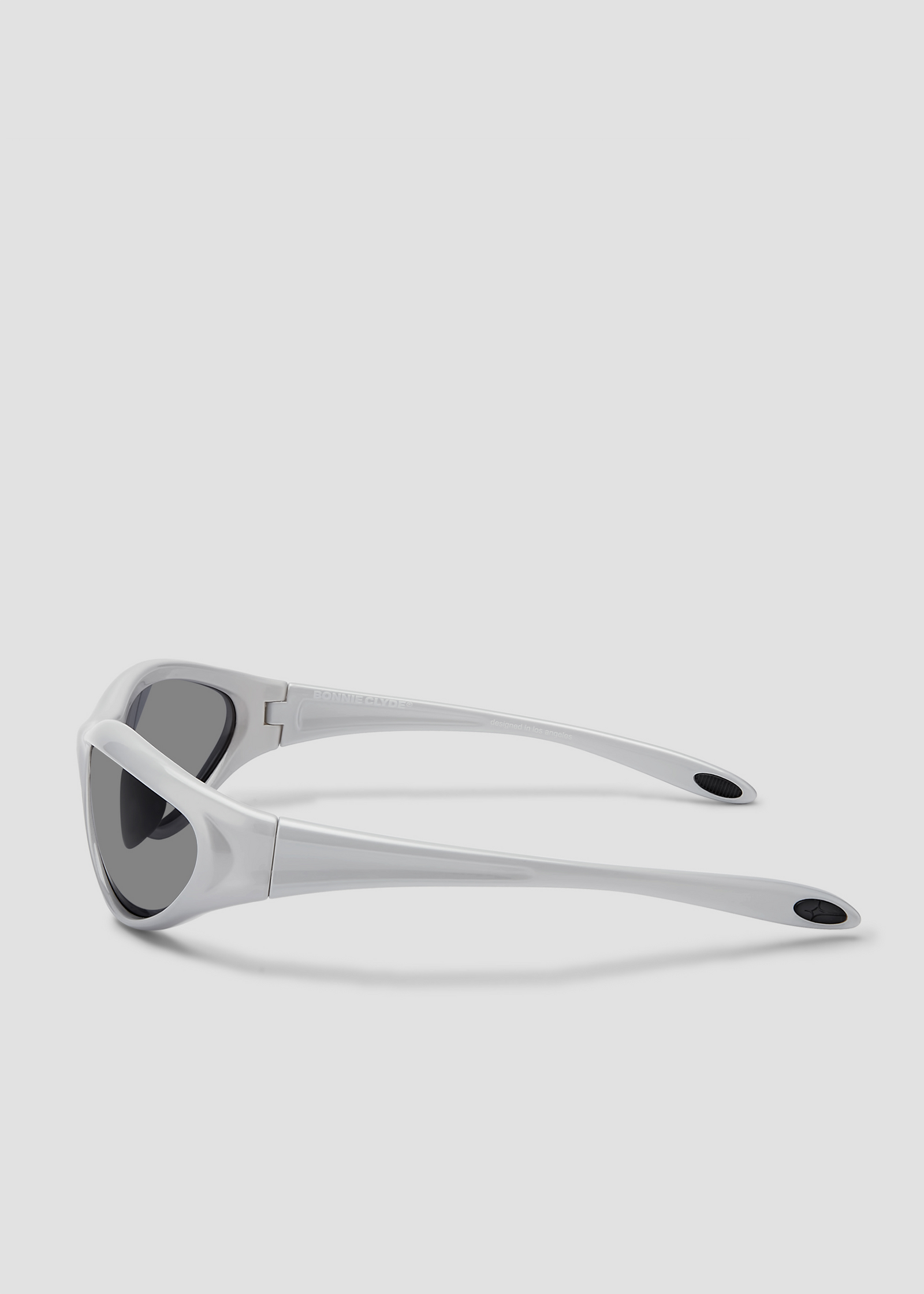 Bonnie Clyde Angel aviator opticals in silver TR90 with black lenses, side view.