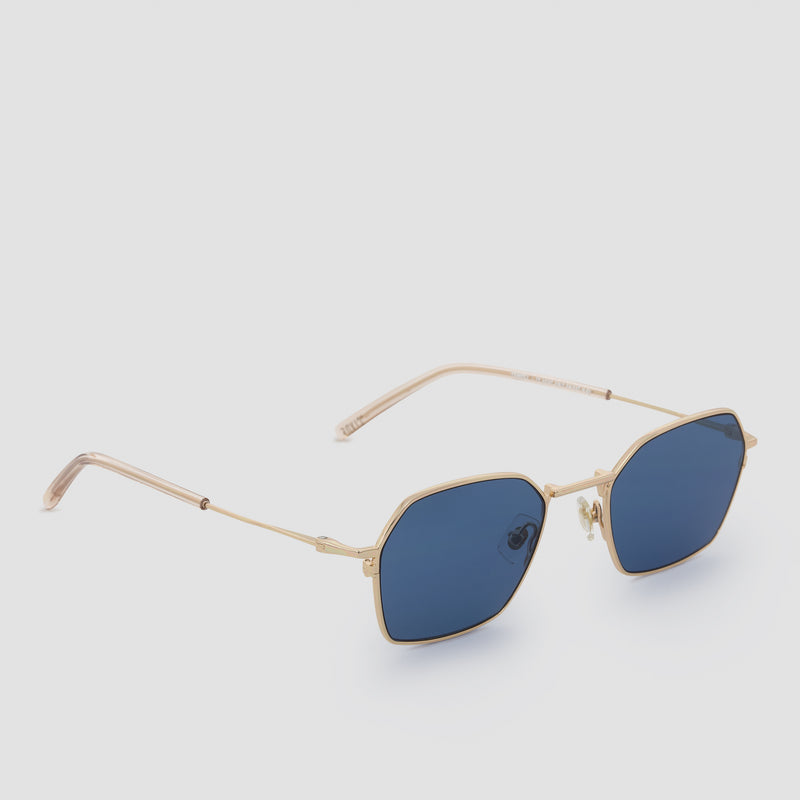 Quarter View of Tempo J. Gold-Real Blue Sunglasses